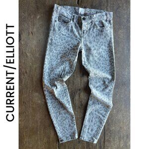 Current Elliott I Grey Leopard printed Low Rise Skinny Jeans I Size 26